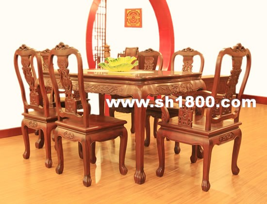 锦翔红木105型貔貅餐桌椅